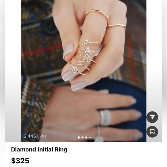 EF Collection | 14k White Gold Diamond J Initial Ring | Size 7 - Picture 6 of 6